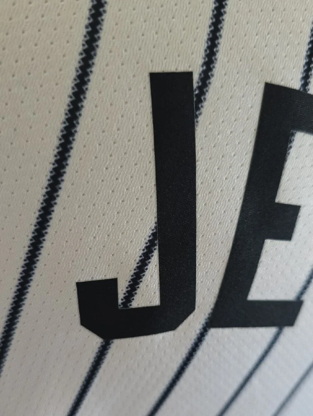 Nike White Pinstripe Derek Jeter #2 Baseball Jersey